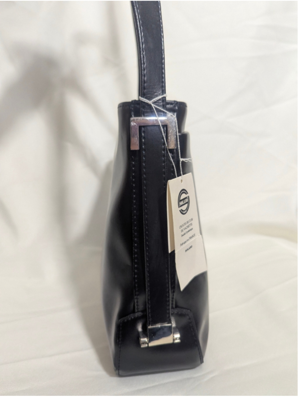 SOLANO PARIS NWT Black Genuine Leather Shoulder Bag One Size - Picture 5 of 16